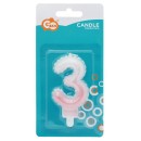 Number Ombre White-Pink number 3 candle, birthday candle