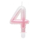 Number Ombre White-Pink number 4 candle, birthday candle