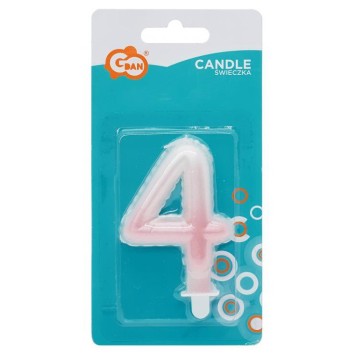 Number Ombre White-Pink number 4 candle, birthday candle