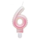 Number Ombre White-Pink number 6 birthday candle, cake candle