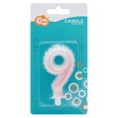 Number Ombre White-Pink number 9 candle, birthday candle