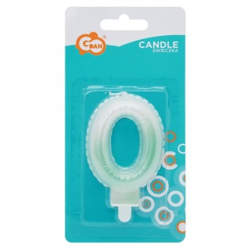 Number Ombre White-Green 0 numeral candle, birthday candle