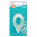 Number Ombre White-Green 0 numeral candle, birthday candle