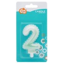 Number Ombre White-Green number 2 candle, birthday candle