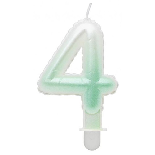 Number Ombre White-Green number 4 candle, cake candle