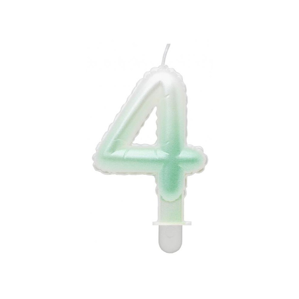 Number Ombre White-Green number 4 candle, cake candle