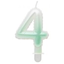 Number Ombre White-Green number 4 candle, cake candle