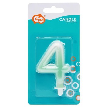 Number Ombre White-Green number 4 candle, cake candle