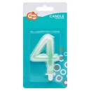 Number Ombre White-Green number 4 candle, cake candle