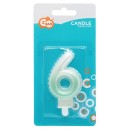 Number Ombre White-Green number candle 6, cake candle