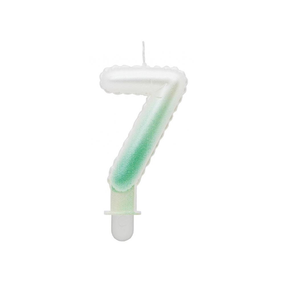 Number Ombre White-Green number 7 candle, cake candle