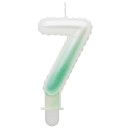 Number Ombre White-Green number 7 candle, cake candle