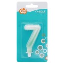 Number Ombre White-Green number 7 candle, cake candle