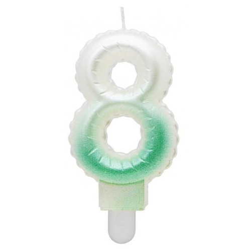 Number Ombre White-Green number 8 candle, cake candle