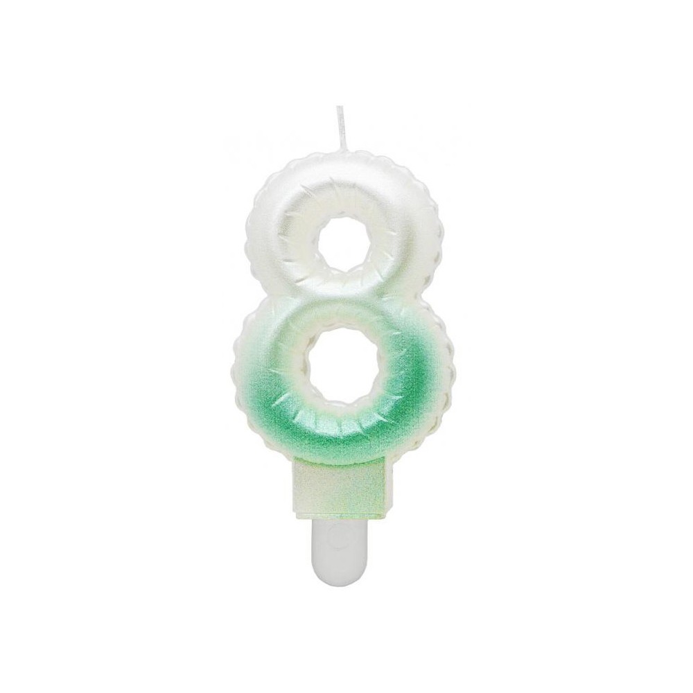 Number Ombre White-Green number 8 candle, cake candle