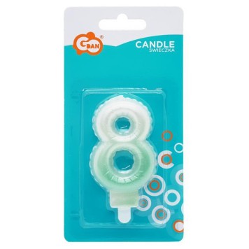 Number Ombre White-Green number 8 candle, cake candle