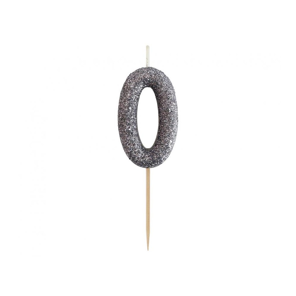 Number Glitter Black, Black number candle, birthday candle 0