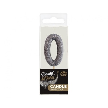 Number Glitter Black, Black number candle, birthday candle 0