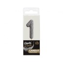 Number Glitter Black, Black number candle, cake candle number 1