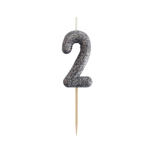 Number Glitter Black, Black Number Candle, Birthday Candle 2