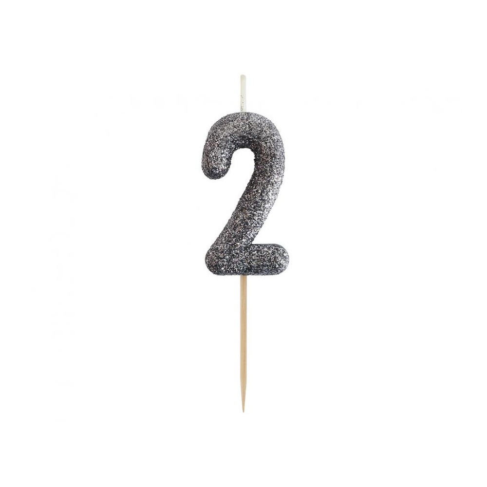 Number Glitter Black, Black Number Candle, Birthday Candle 2