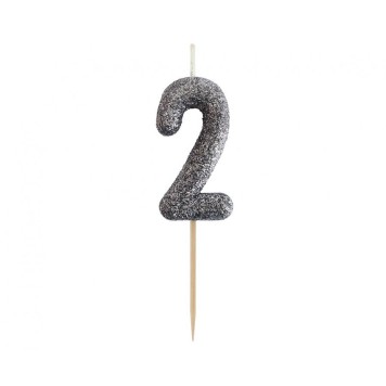 Number Glitter Black, Black Number Candle, Birthday Candle 2