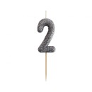Number Glitter Black, Black Number Candle, Birthday Candle 2