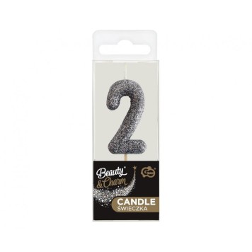 Number Glitter Black, Black Number Candle, Birthday Candle 2