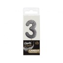 Number Glitter Black, Black number candle, birthday candle number 3