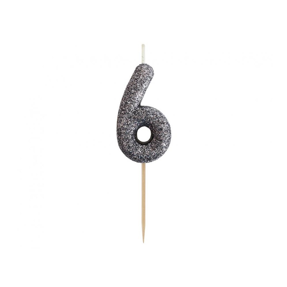 Number Glitter Black, Black Birthday Candle, Cake Candle Number 6