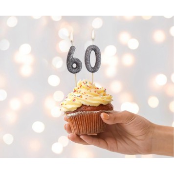 Number Glitter Black, Black Birthday Candle, Cake Candle Number 6