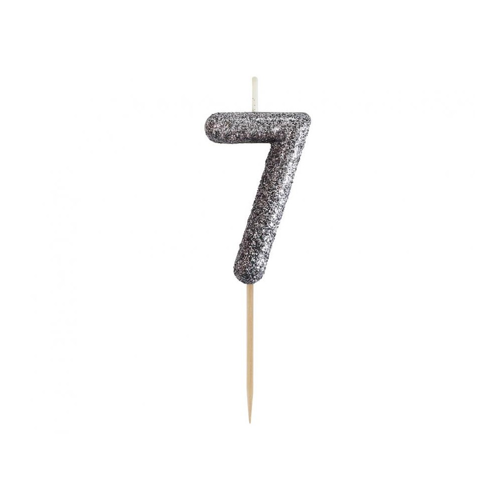 Number Glitter Black, black numeral candle, cake candle number 7