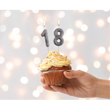 Number Glitter Black, Black number candle, cake candle 8