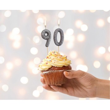 Number Glitter Black, Black numeral candle, birthday cake candle, number 9