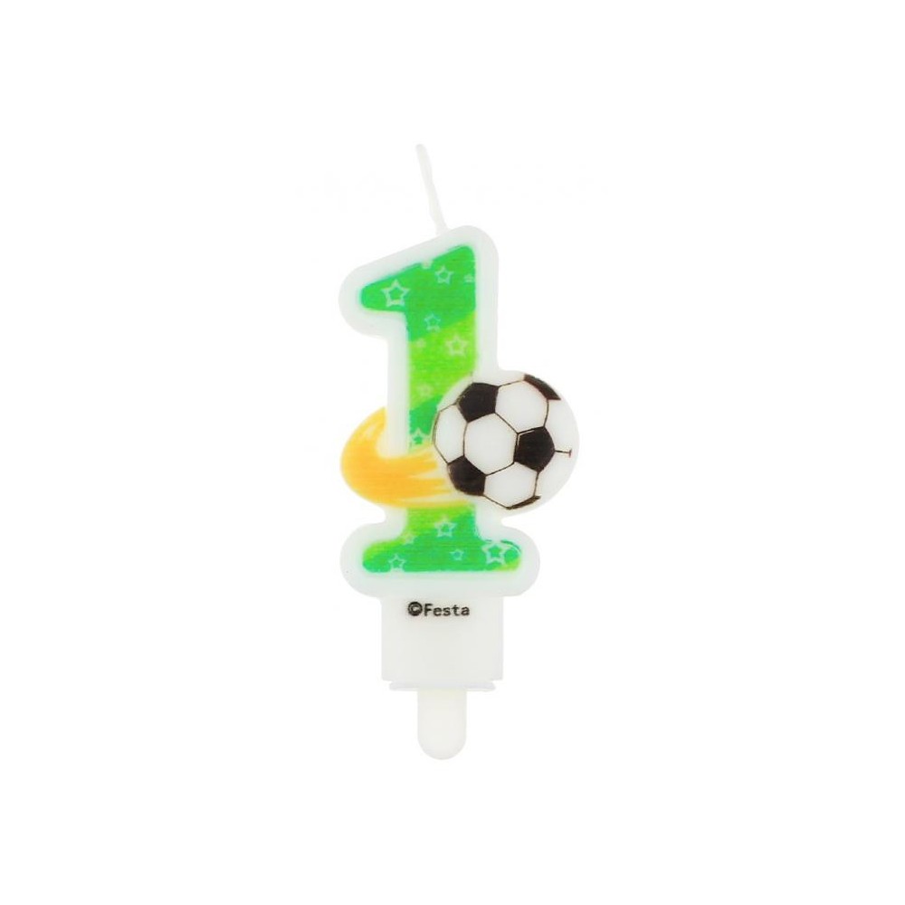 Football Ball Number 1 candle, birthday candle