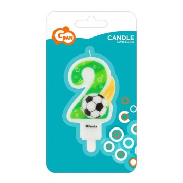 Football Ball Number 2 candle, cake candle