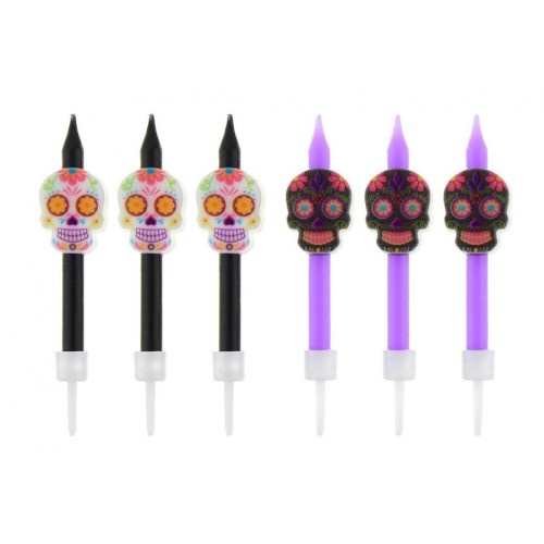 Halloween Día De Los Muertos cake candle, candle set 6 pcs