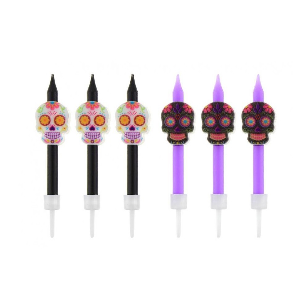 Halloween Día De Los Muertos cake candle, candle set 6 pcs