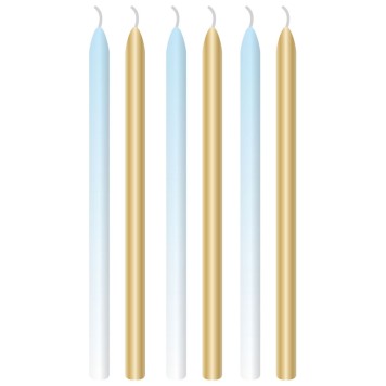 Colour Blue Ombre Happy Birthday cake candle set, 6 pcs