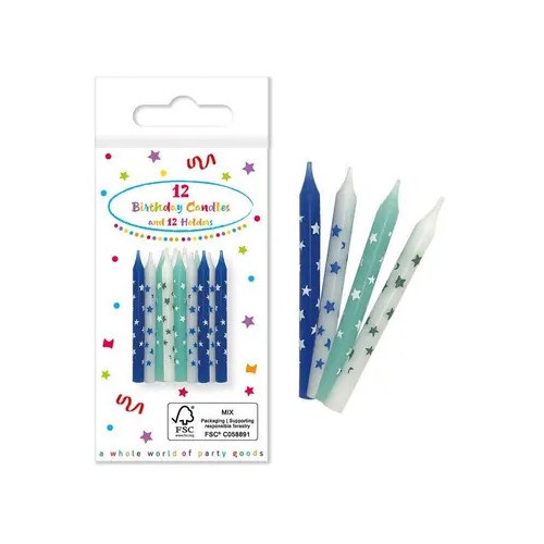 Happy Birthday Happy Birthday Blue, Blue Birthday Candle Set, 12-piece