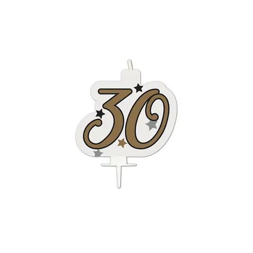 Happy Birthday Milestone Happy Birthday Gold Cake Candle, Number 30 Candle