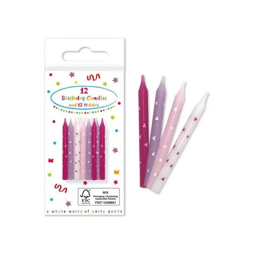 Happy Birthday Happy Birthday Pink, Pink cake candle, candle set 12 pcs