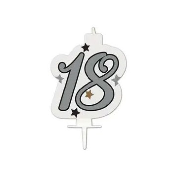 Happy Birthday Milestone Happy Birthday Silver Cake Candle, Number Candle 18