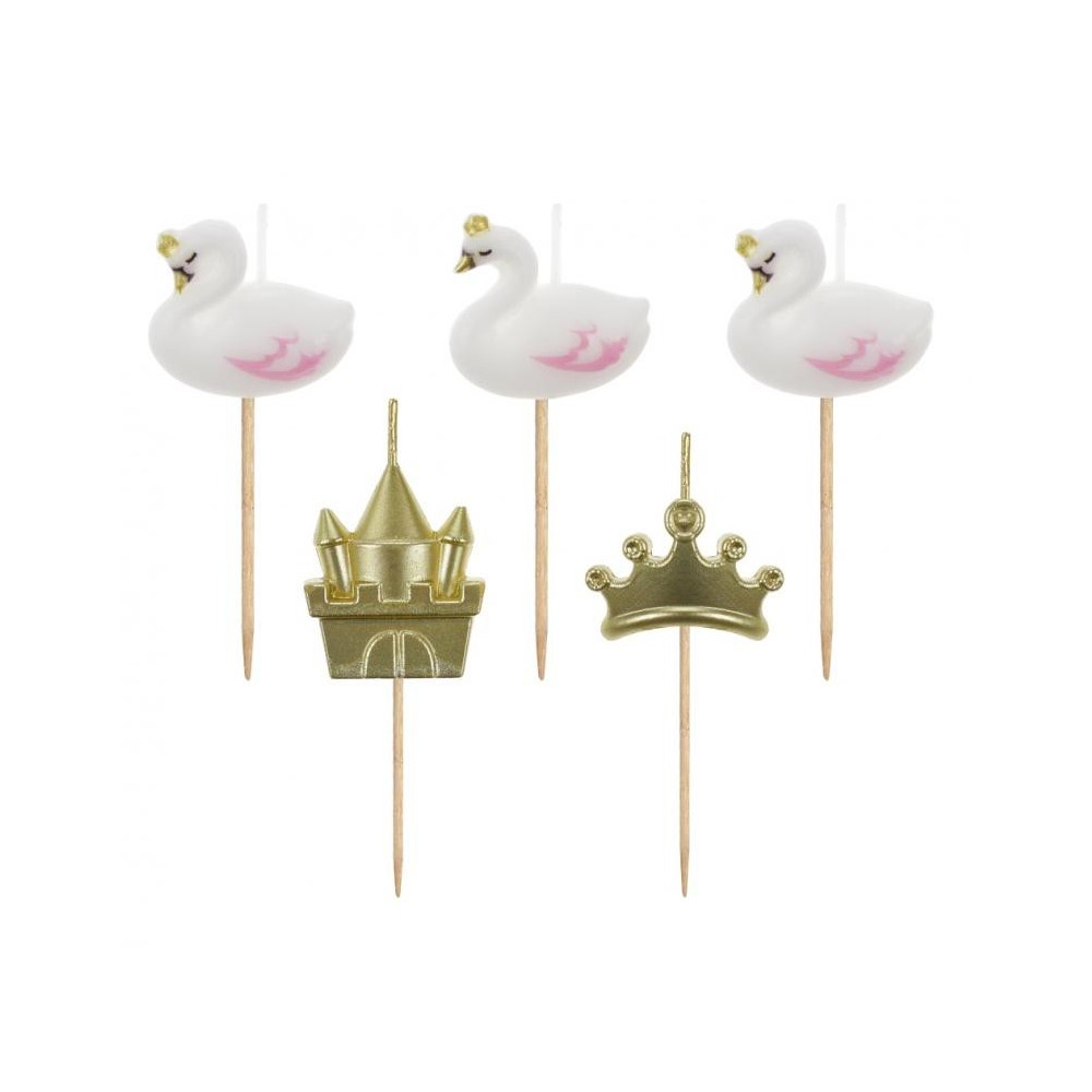 Animals Gold Swan cake candle, candle set of 5 pieces