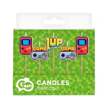 Gamer Game On Toy Cake Candle, 5-piece Candle Set