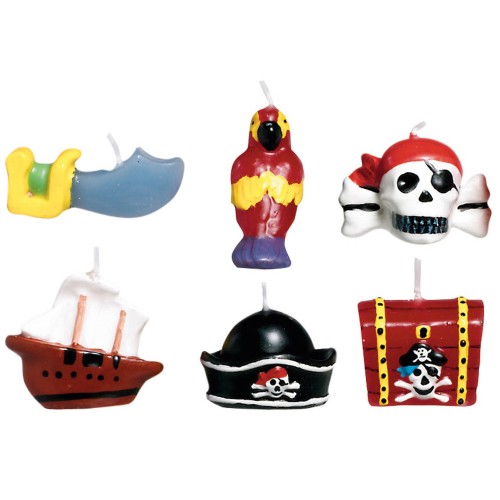 Pirate Map mini birthday candle set, 6 pcs