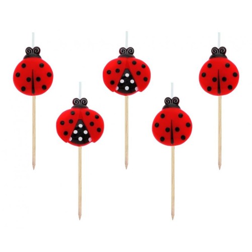 Animals Fly Ladybug birthday candle, candle set 5 pcs