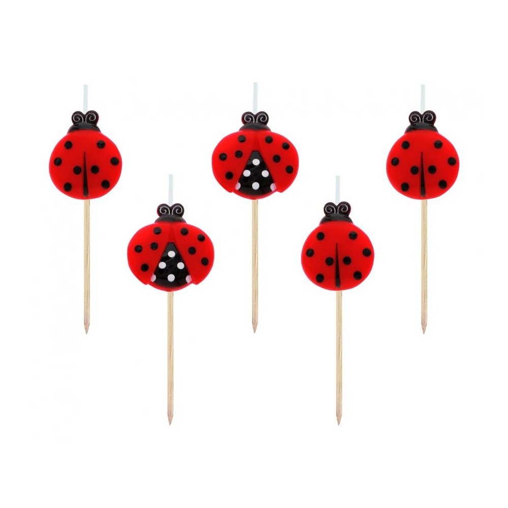 Animals Fly Ladybug birthday candle, candle set 5 pcs