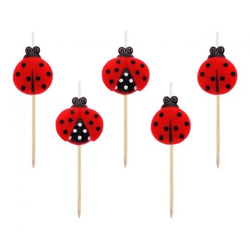 Animals Fly Ladybug birthday candle, candle set 5 pcs