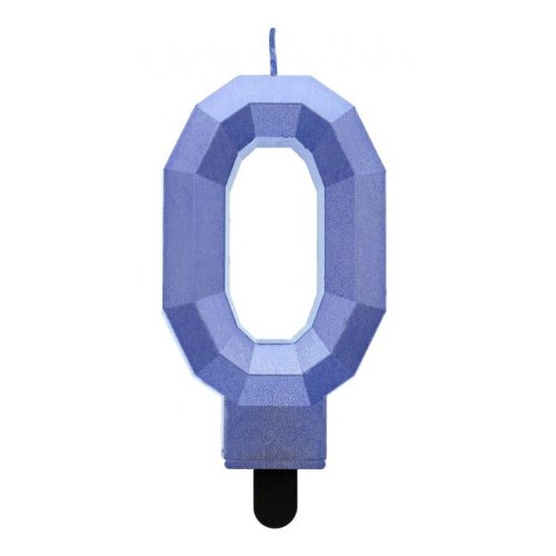 Number Diamond Metallic Blue number 0 candle, cake candle